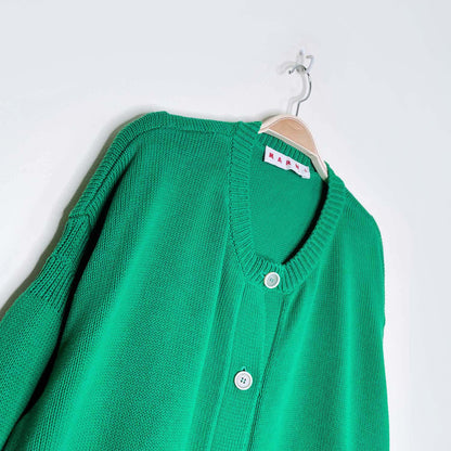 marni intarsia knit green logo cardigan - size 46 EU