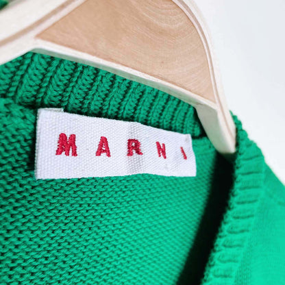 marni intarsia knit green logo cardigan - size 46 EU