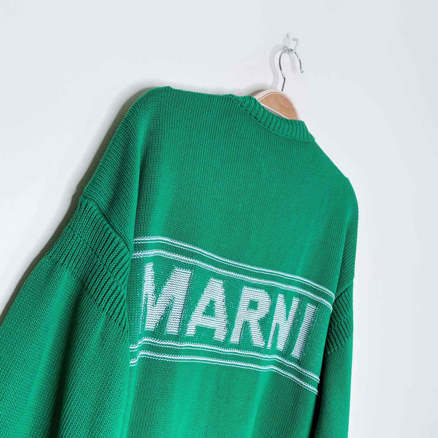 marni intarsia knit green logo cardigan - size 46 EU