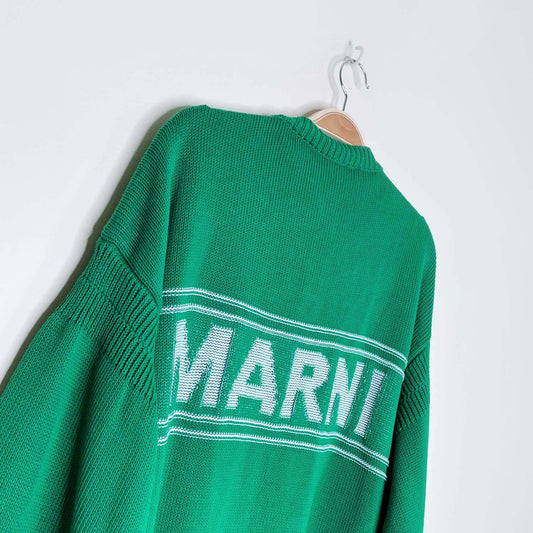 marni intarsia knit green logo cardigan - size 46 EU