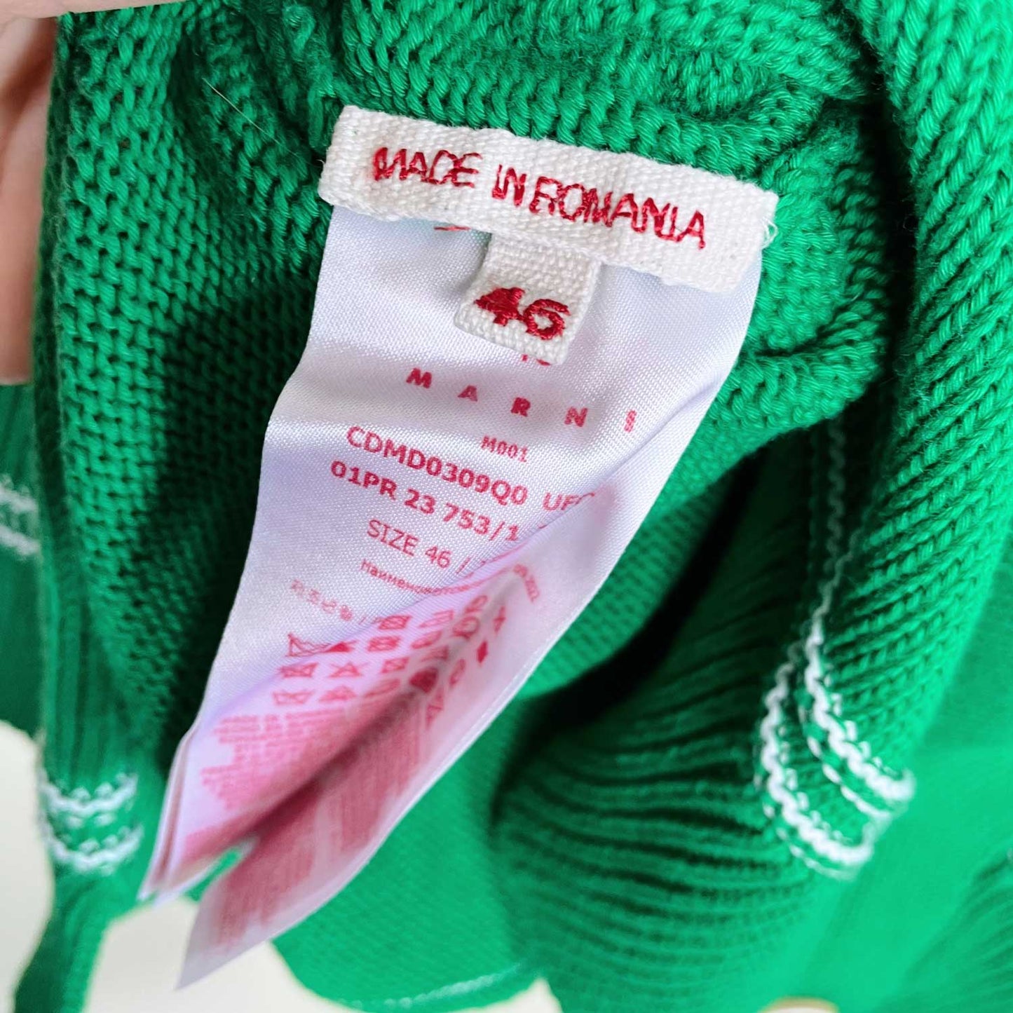 marni intarsia knit green logo cardigan - size 46 EU