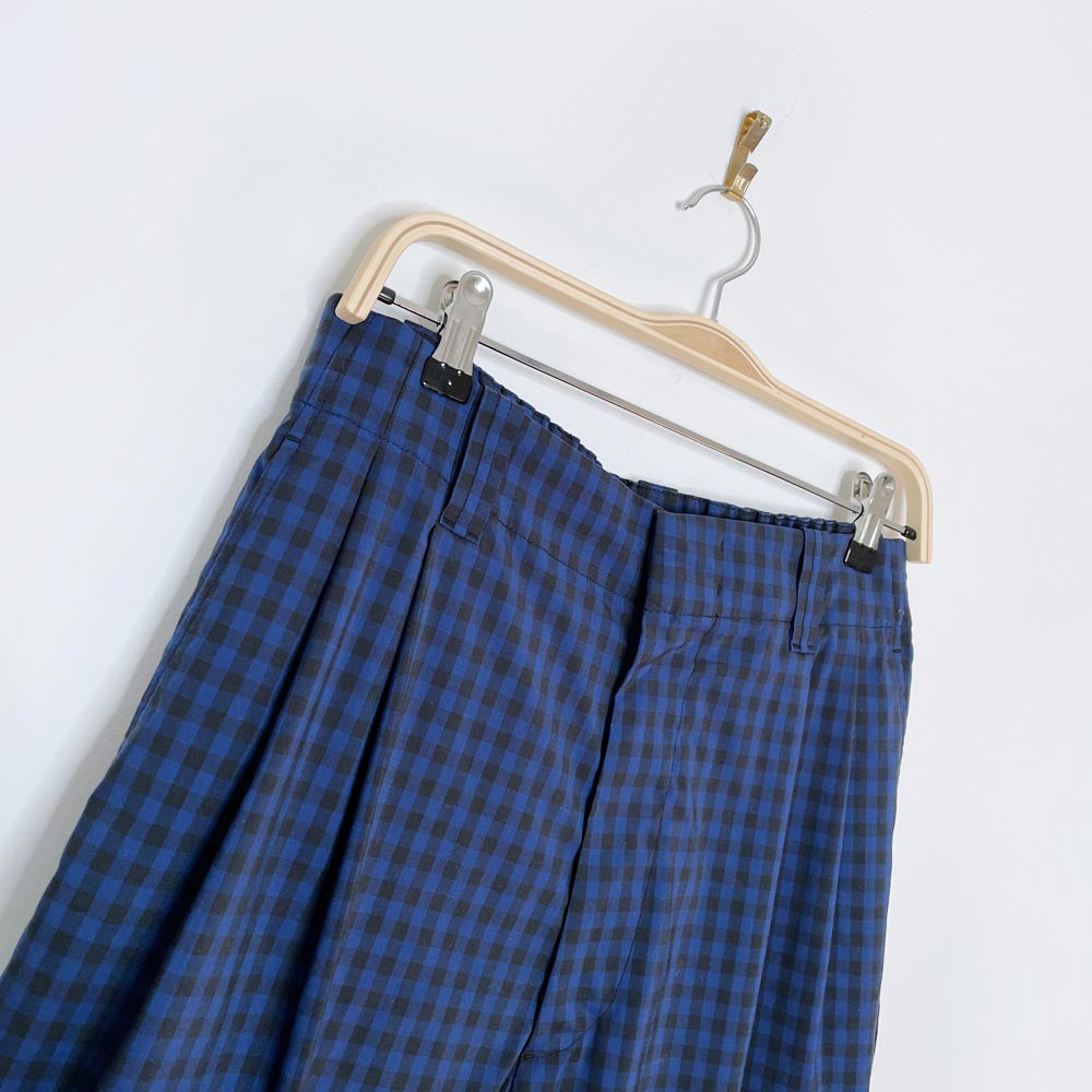 marni x uniqlo blue check wide fit pleated trouser