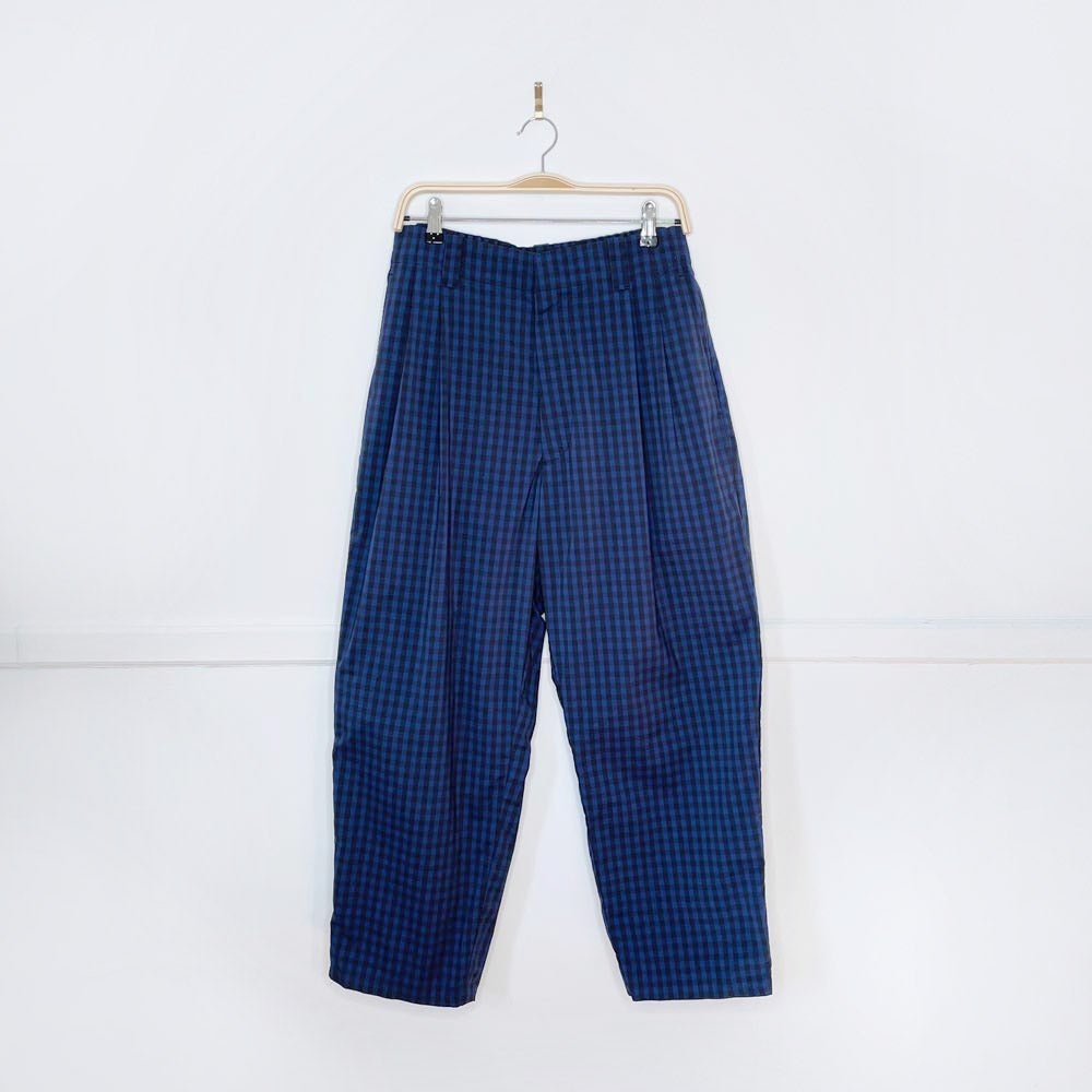 marni x uniqlo blue check wide fit pleated trouser