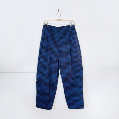 marni x uniqlo blue check wide fit pleated trouser