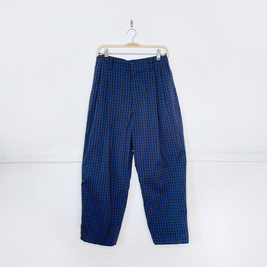 marni x uniqlo blue check wide fit pleated trouser