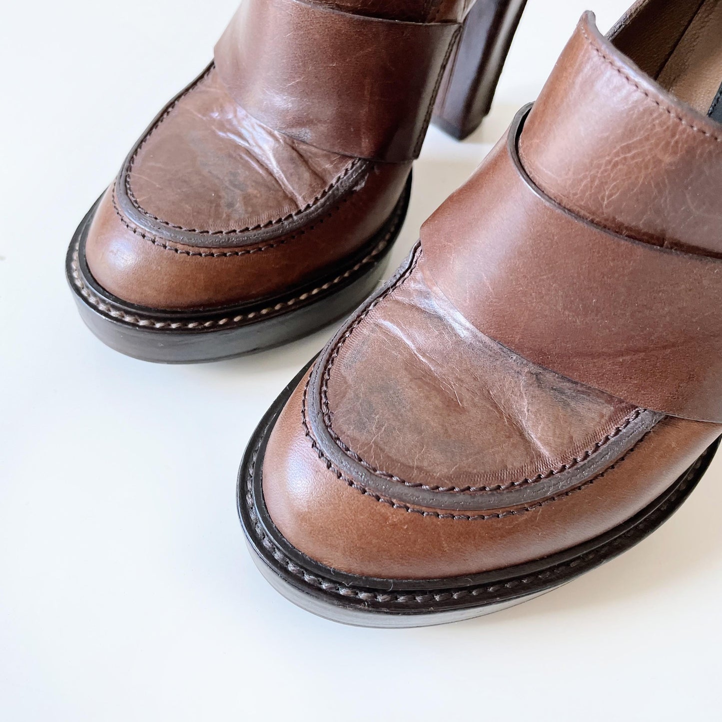 marni heeled leather penny loafer