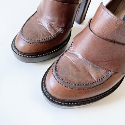 marni heeled leather penny loafer