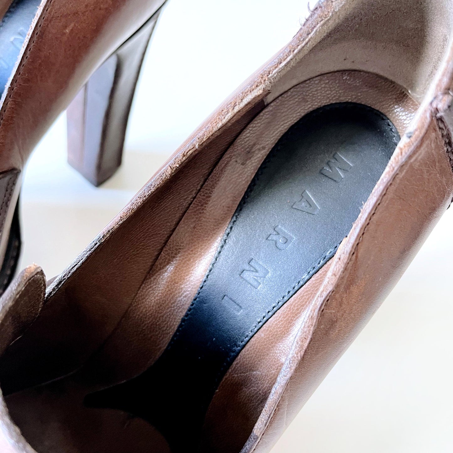 marni heeled leather penny loafer