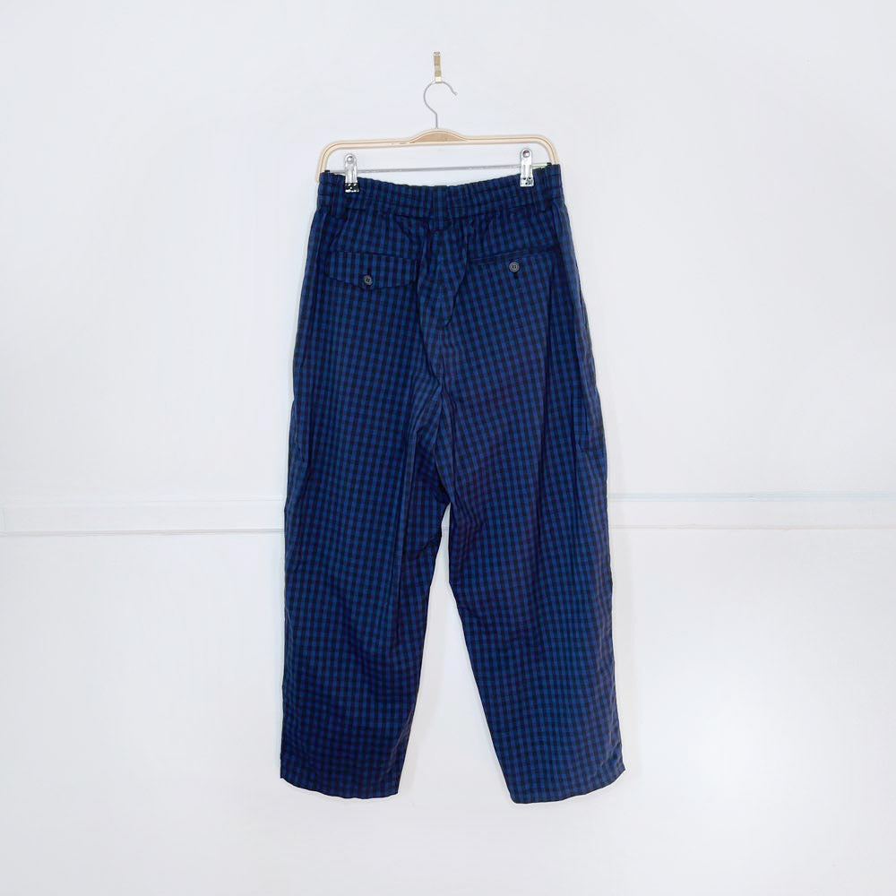 marni x uniqlo blue check wide fit pleated trouser