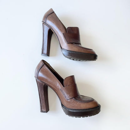 marni heeled leather penny loafer