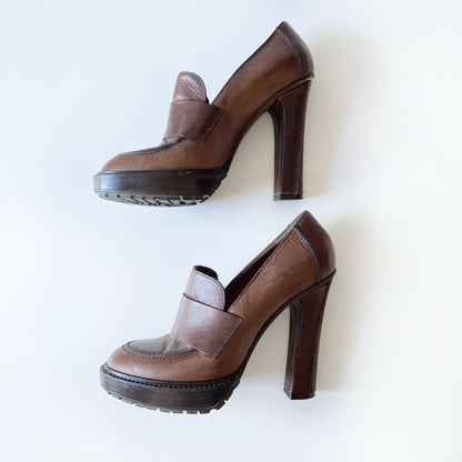 marni heeled leather penny loafer