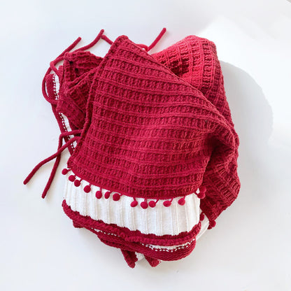 martha stewart chenille pom trim knit tree skirt