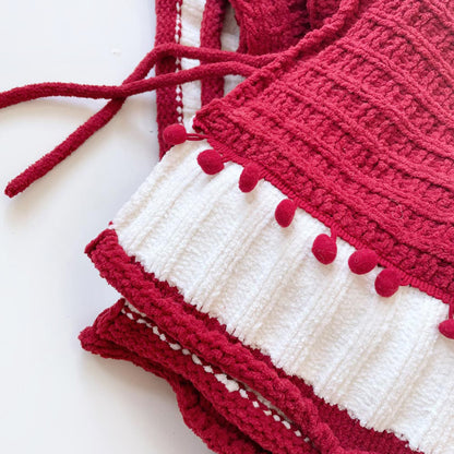 martha stewart chenille pom trim knit tree skirt