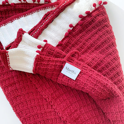 martha stewart chenille pom trim knit tree skirt