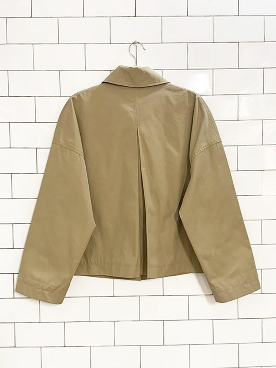 massimo dutti boxy cropped box pleat trench coat - good market thrift store