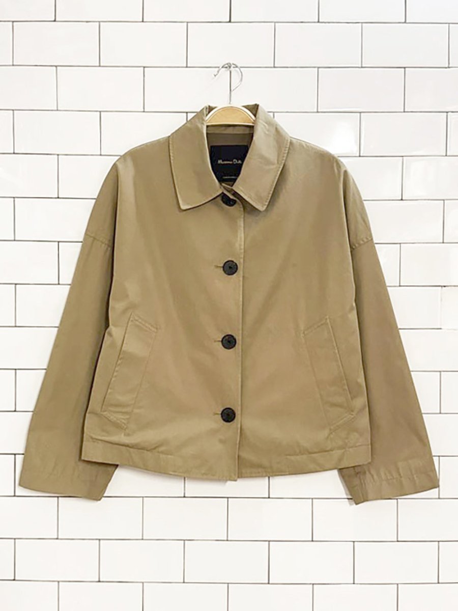 massimo dutti boxy cropped box pleat trench coat - good market thrift store