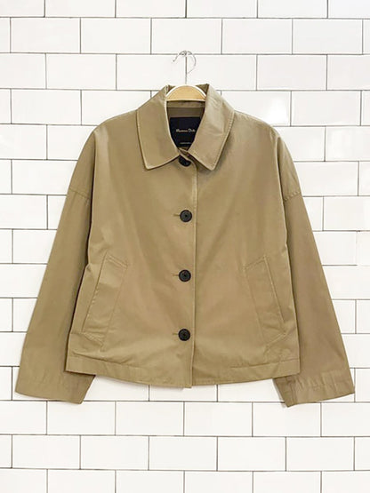 massimo dutti boxy cropped box pleat trench coat - good market thrift store