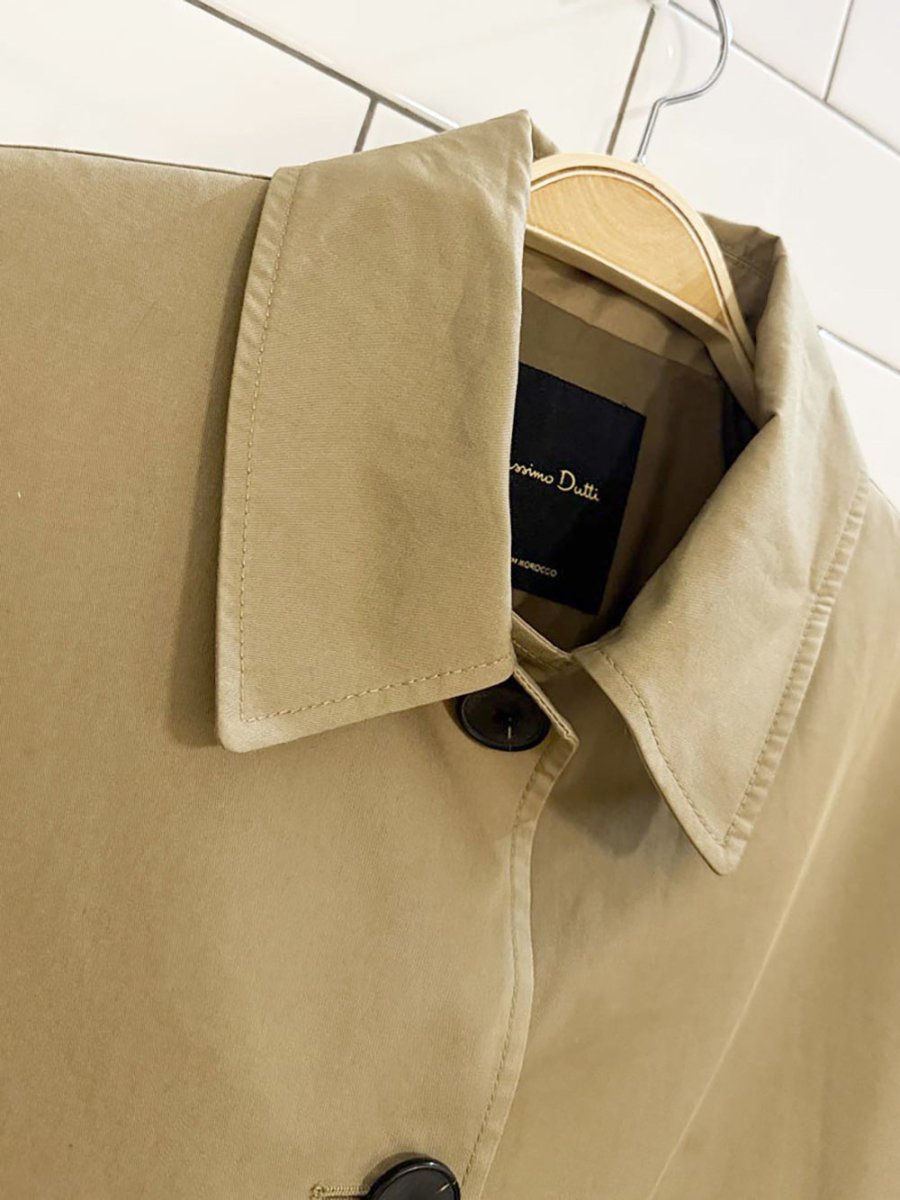 massimo dutti boxy cropped box pleat trench coat - good market thrift store