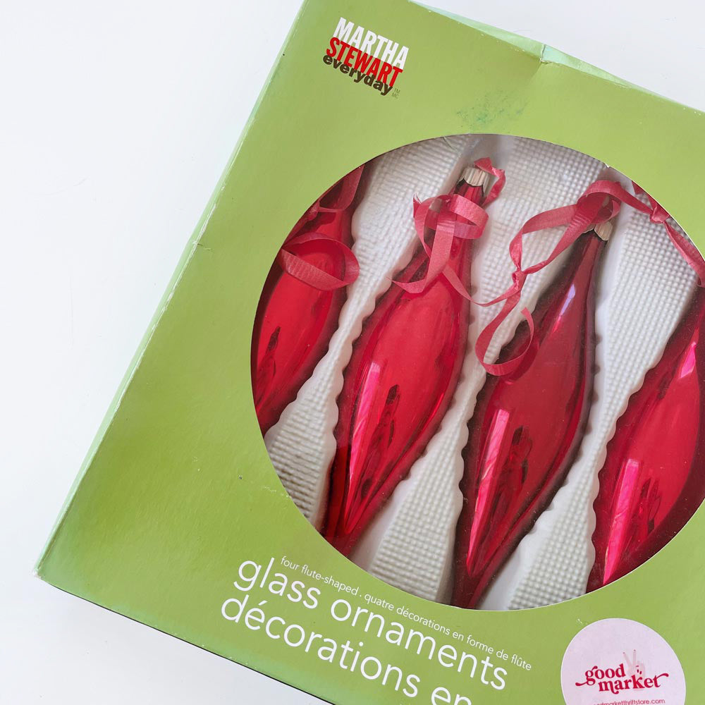 vintage 00s martha stewart red glass ornaments