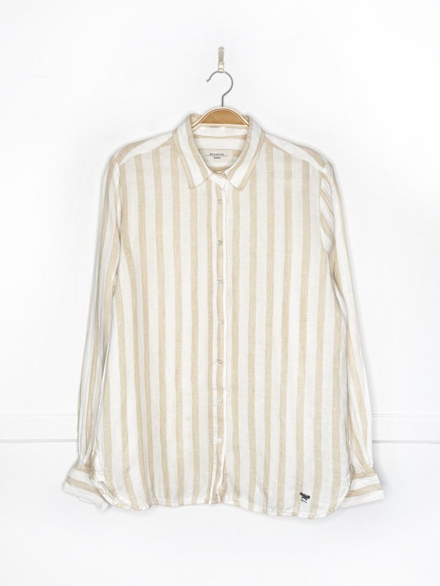 max mara 2025 lari 100% linen striped full button shirt | weekend - good market thrift store