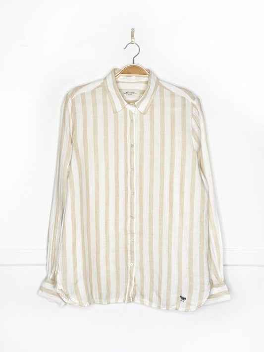 max mara 2025 lari 100% linen striped full button shirt | weekend - good market thrift store