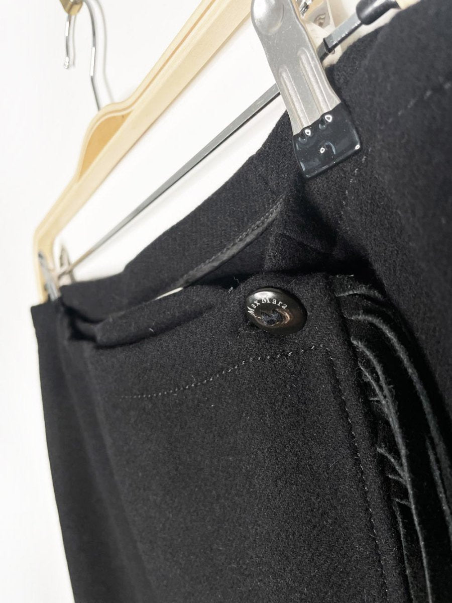 max mara wool - angora suede fringe wrap skirt | made in Italy - good market thrift store