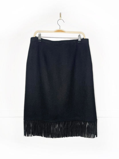 max mara wool - angora suede fringe wrap skirt | made in Italy - good market thrift store