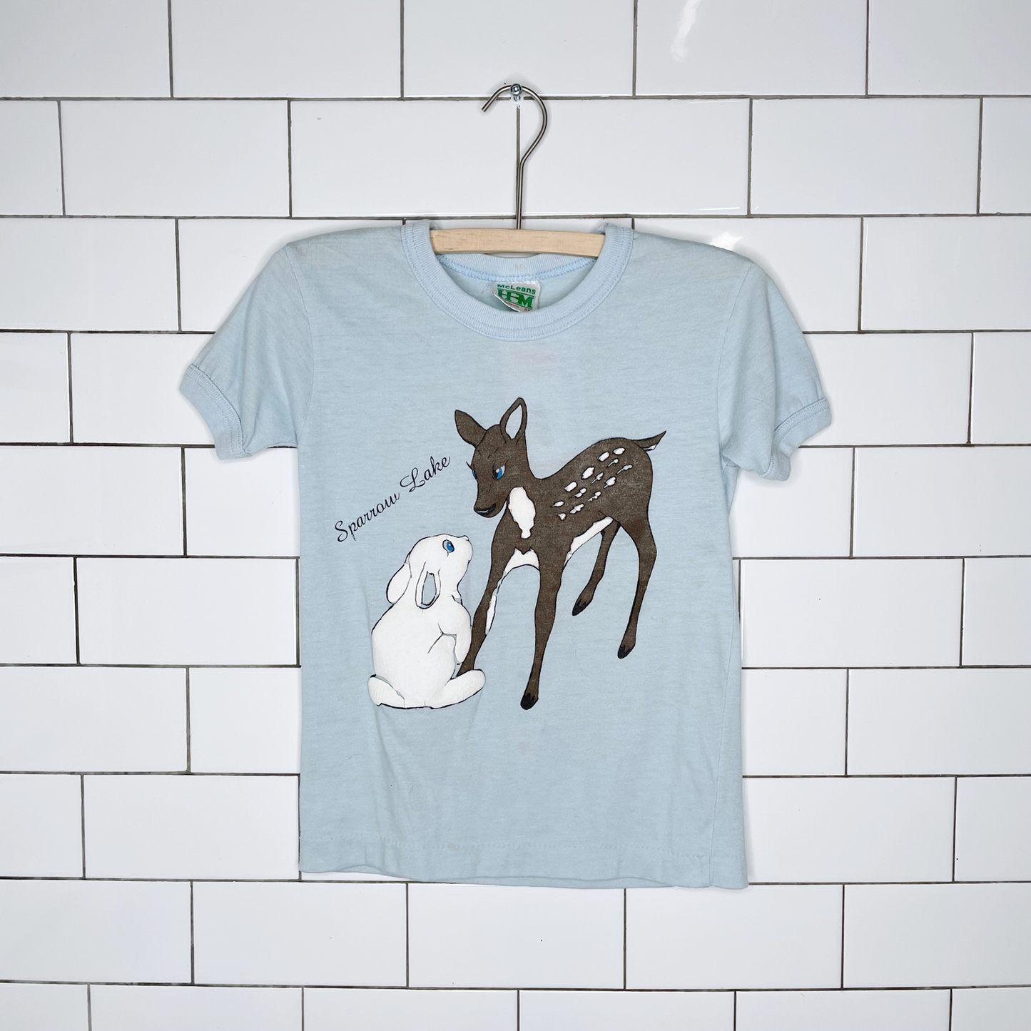 vintage mcleans deer rabbit ringer tee - size 6