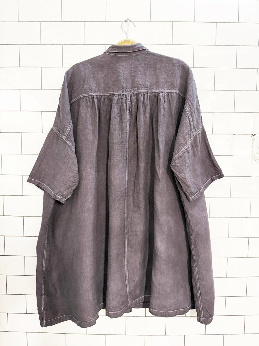 meg by design 100% linen loose fit full button shirt - good market thrift store