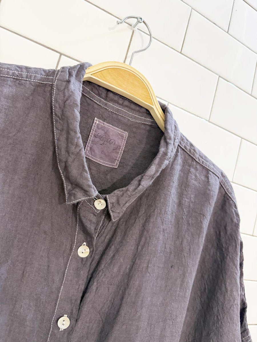 meg by design 100% linen loose fit full button shirt - good market thrift store