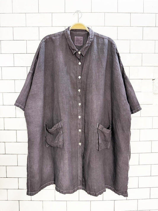 meg by design 100% linen loose fit full button shirt - good market thrift store