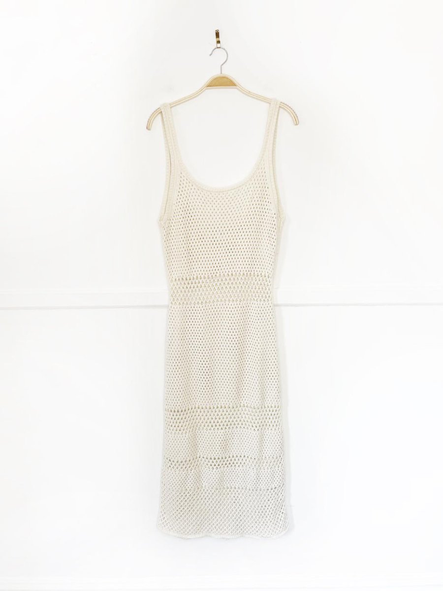 melrose and market crochet knit sleeveless low back midi dress - good market thrift store
