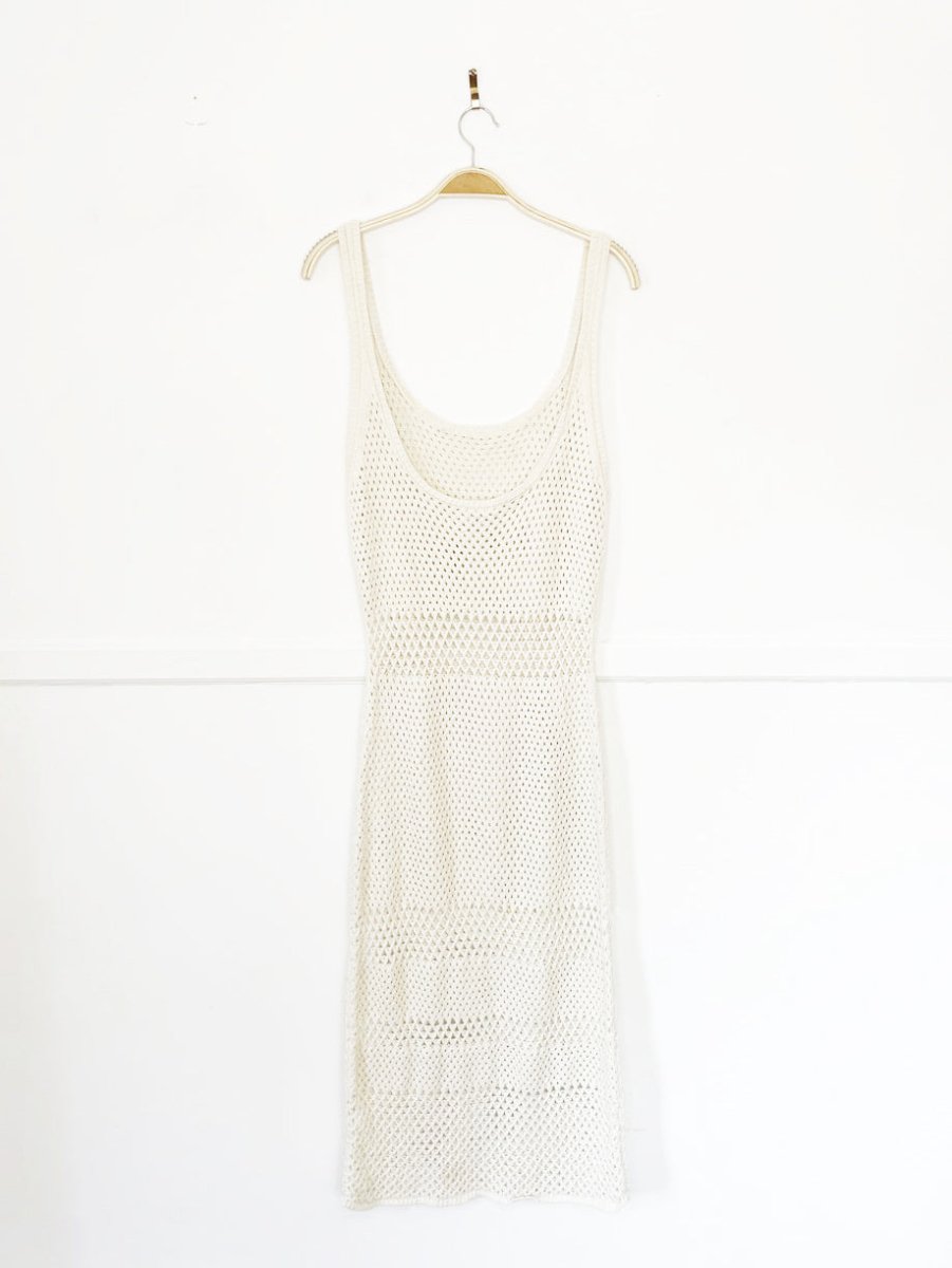 melrose and market crochet knit sleeveless low back midi dress - good market thrift store