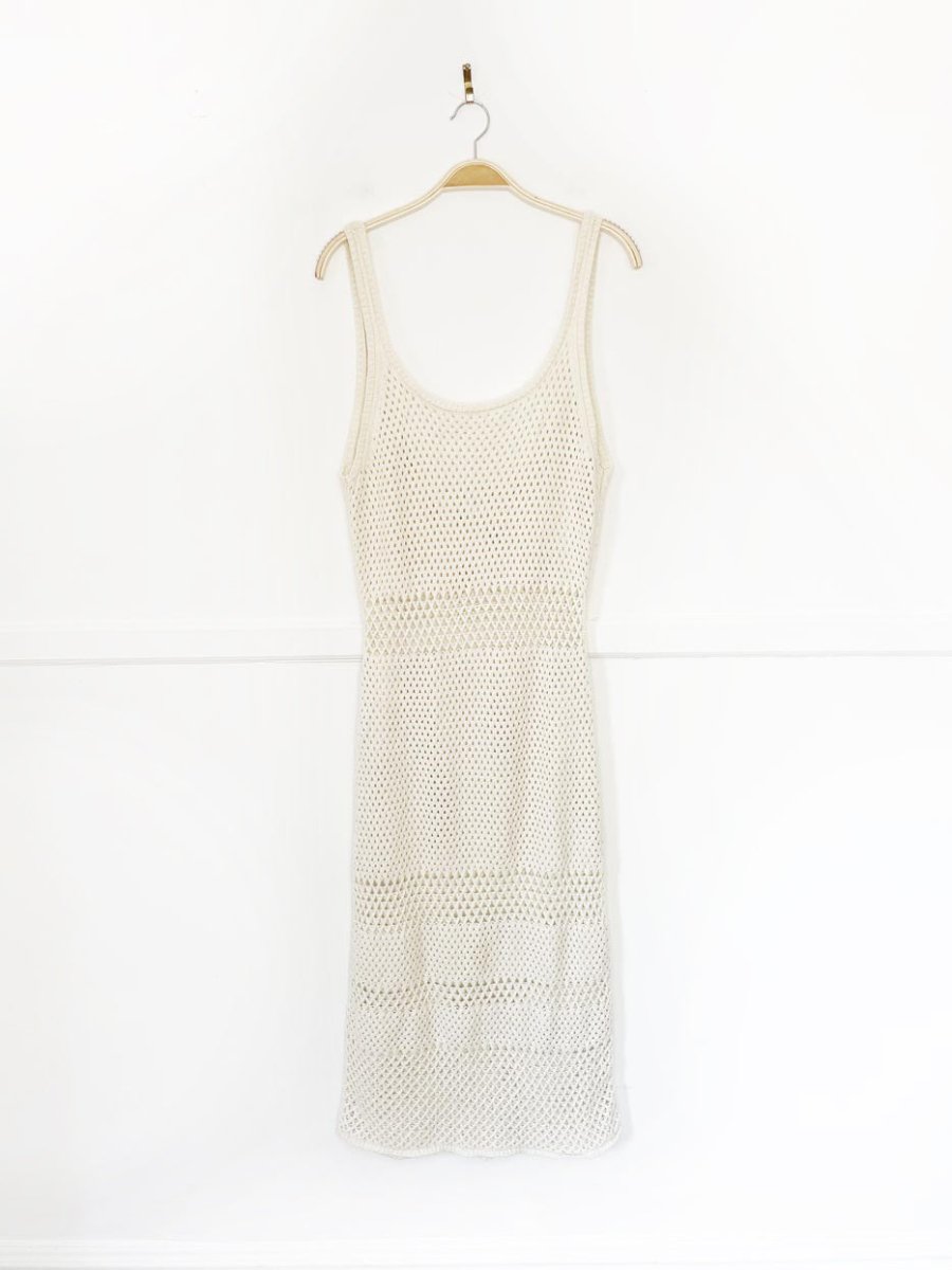melrose and market crochet knit sleeveless low back midi dress - good market thrift store
