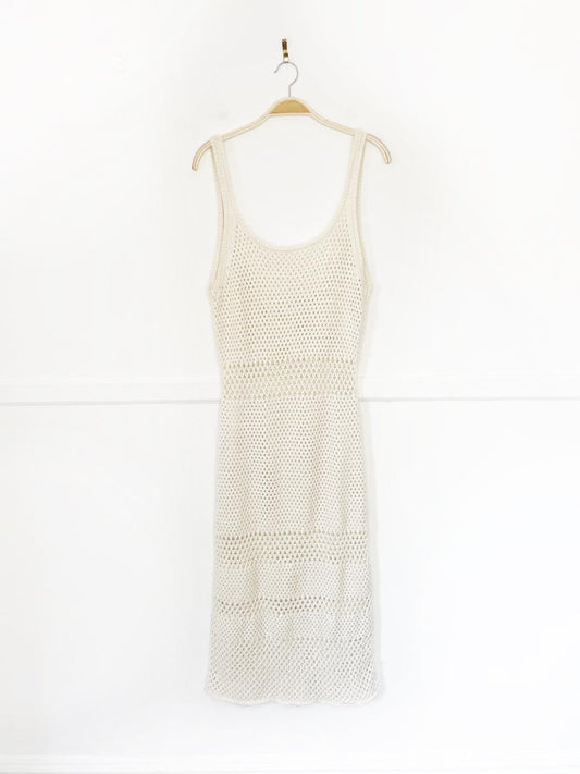 melrose and market crochet knit sleeveless low back midi dress - good market thrift store