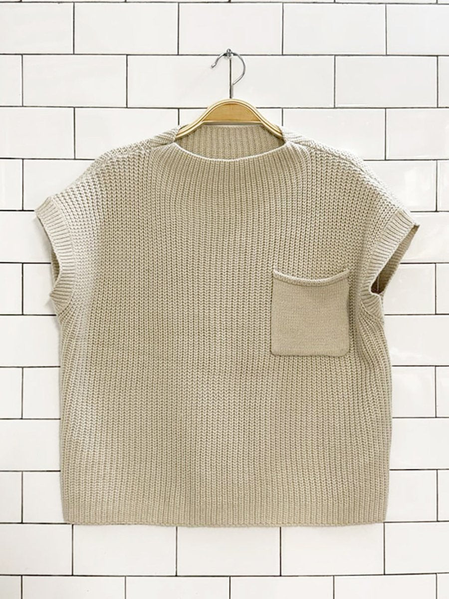 merino wool - blend single pocket knit sweater vest - good market thrift store