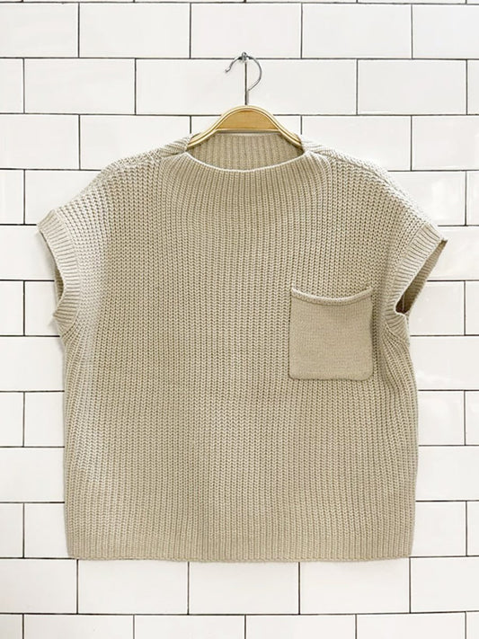 merino wool - blend single pocket knit sweater vest - good market thrift store