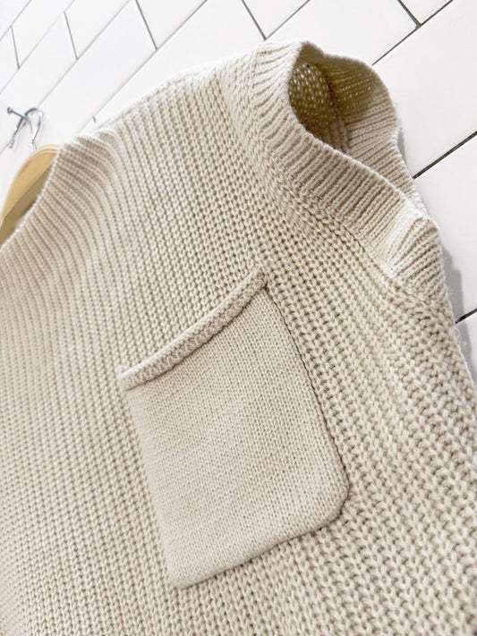 merino wool - blend single pocket knit sweater vest - good market thrift store