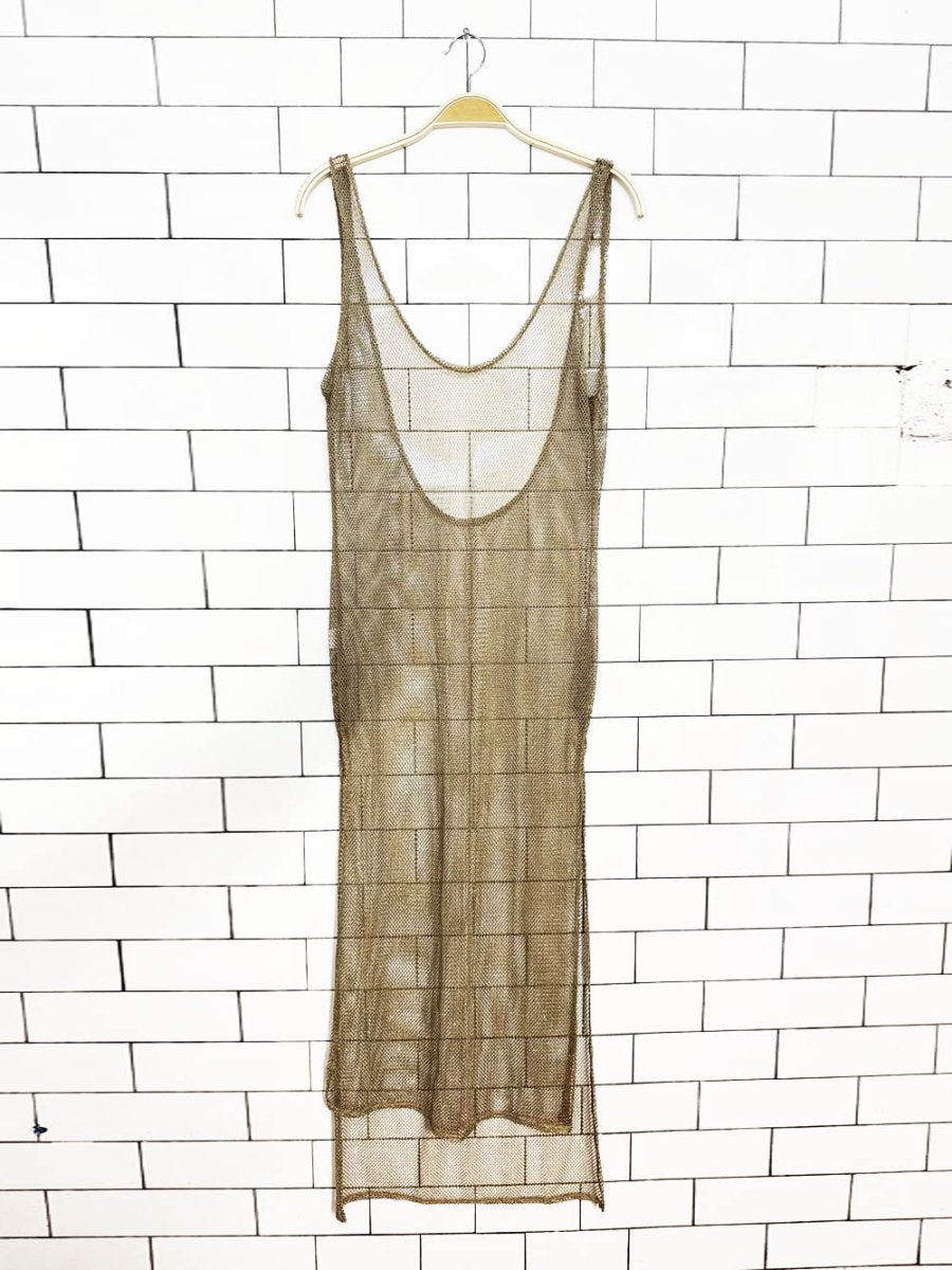 mesh metallic coverup sheer midi maxi dress - good market thrift store