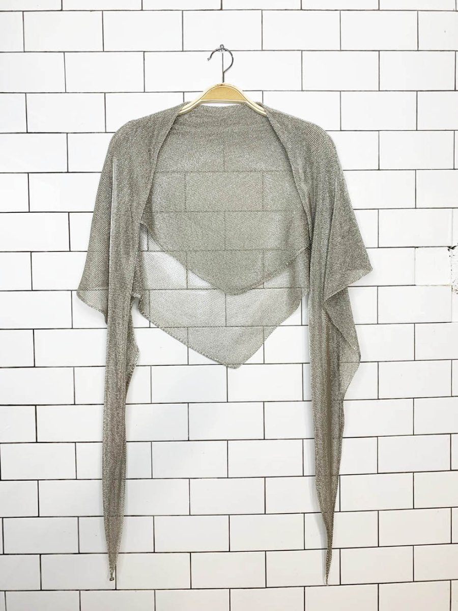 metallic chainmail - style knit wrap scarf - good market thrift store