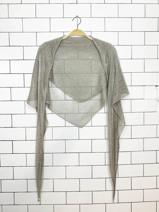 metallic chainmail - style knit wrap scarf - good market thrift store
