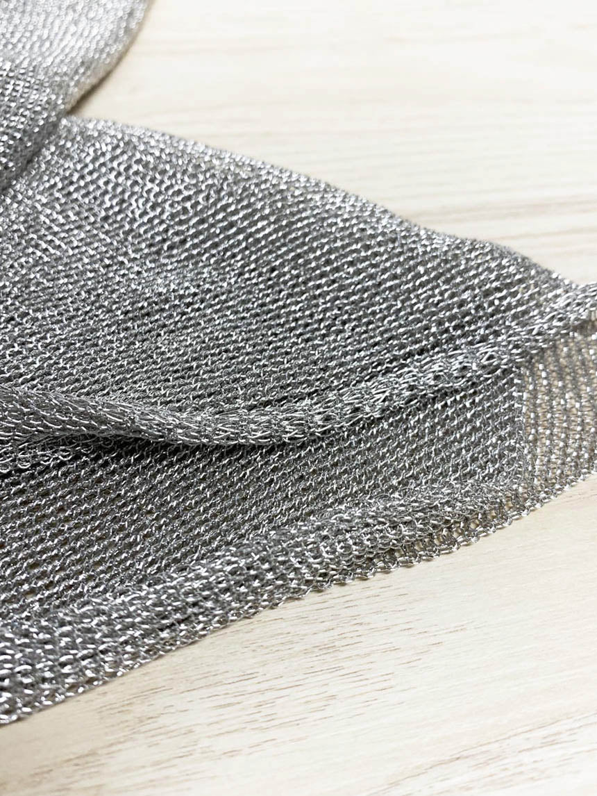 metallic chainmail - style knit wrap scarf - good market thrift store
