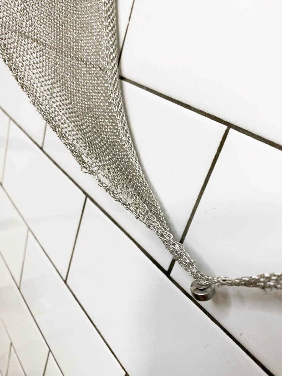 metallic chainmail - style knit wrap scarf - good market thrift store