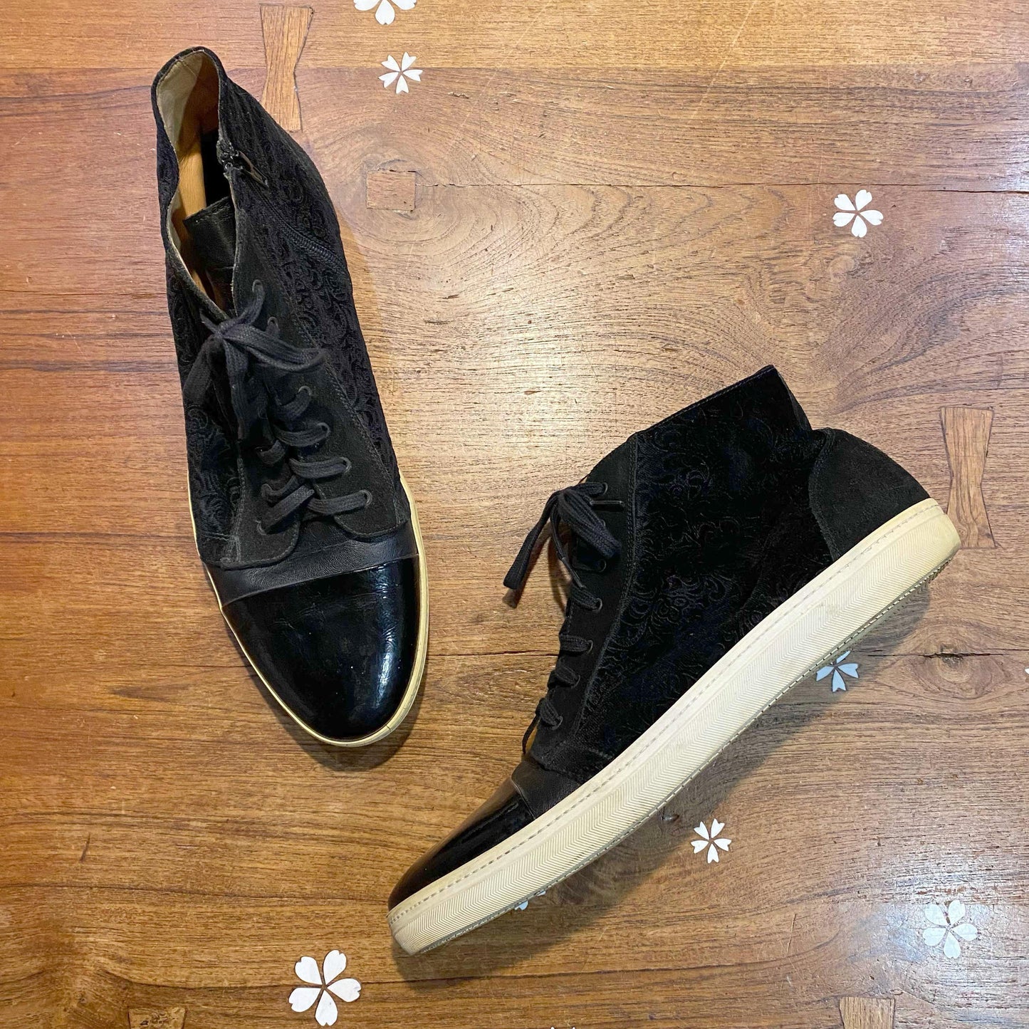 mezlan velvet leather high top sneakers - size 15