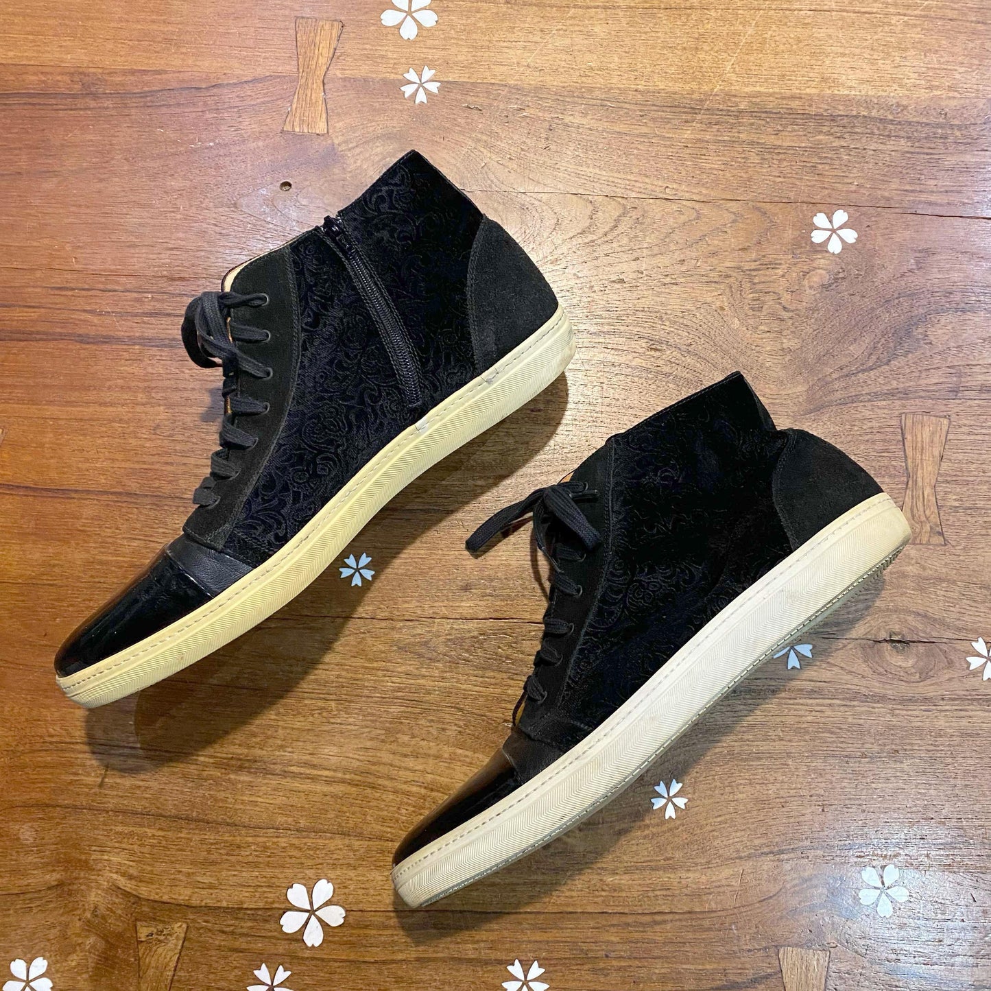 mezlan velvet leather high top sneakers - size 15