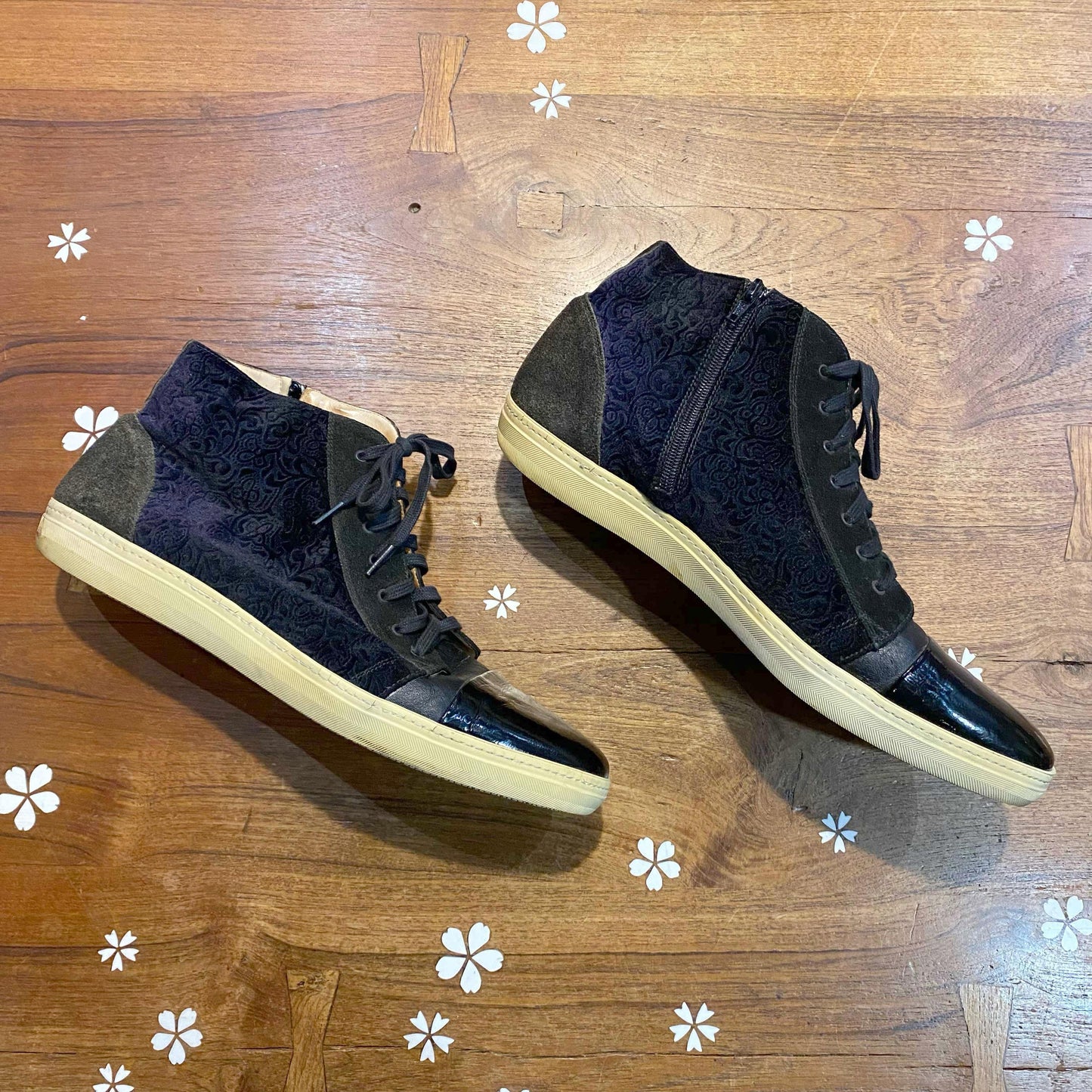 mezlan velvet leather high top sneakers - size 15