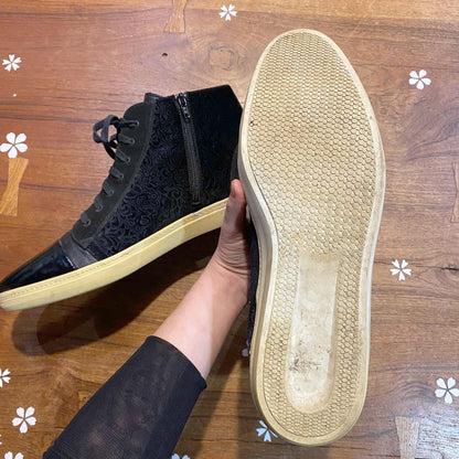 mezlan velvet leather high top sneakers - size 15