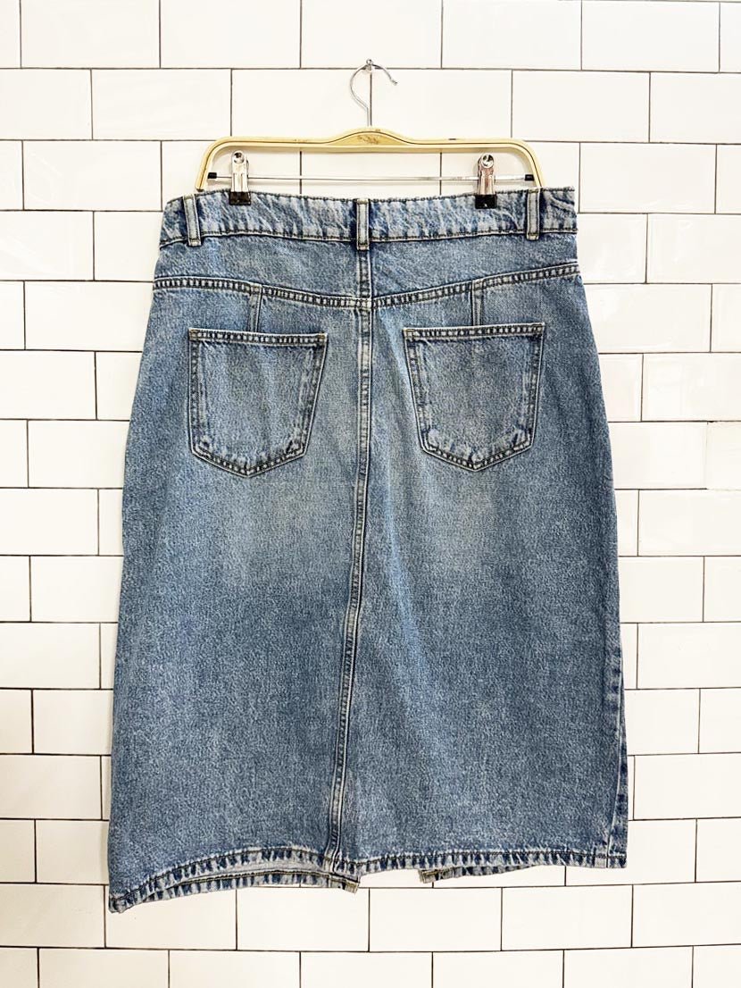 michael kors gold full button denim skirt - good market thrift store