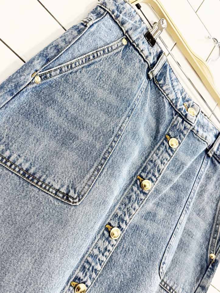 michael kors gold full button denim skirt - good market thrift store