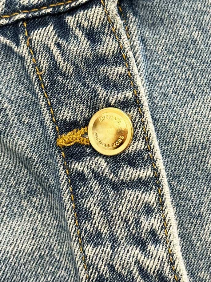 michael kors gold full button denim skirt - good market thrift store